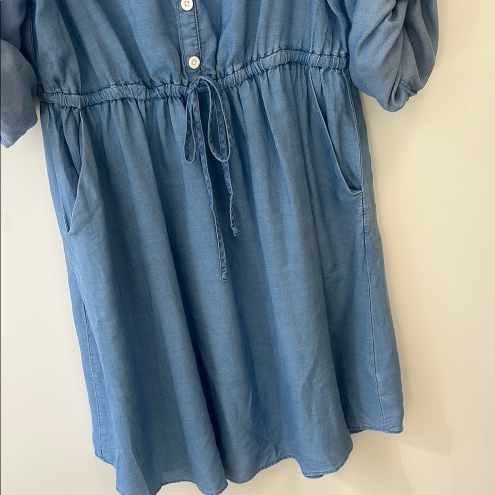 torrid Light Blue V-Neck Drawstring Shirt Dress - Picture 5 of 12